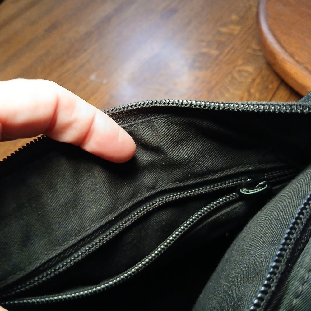 Kate Spade Bag Black Fabric Top Zip Classic Minimalist Chic Pocket - Picture 10 of 11